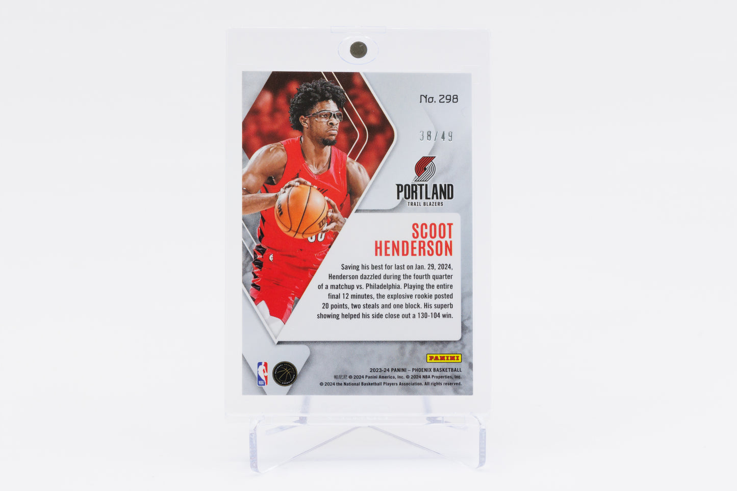 2023-2024 Panini Phoenix - Scoot Henderson Rookie 38/49 Yellow Prizm