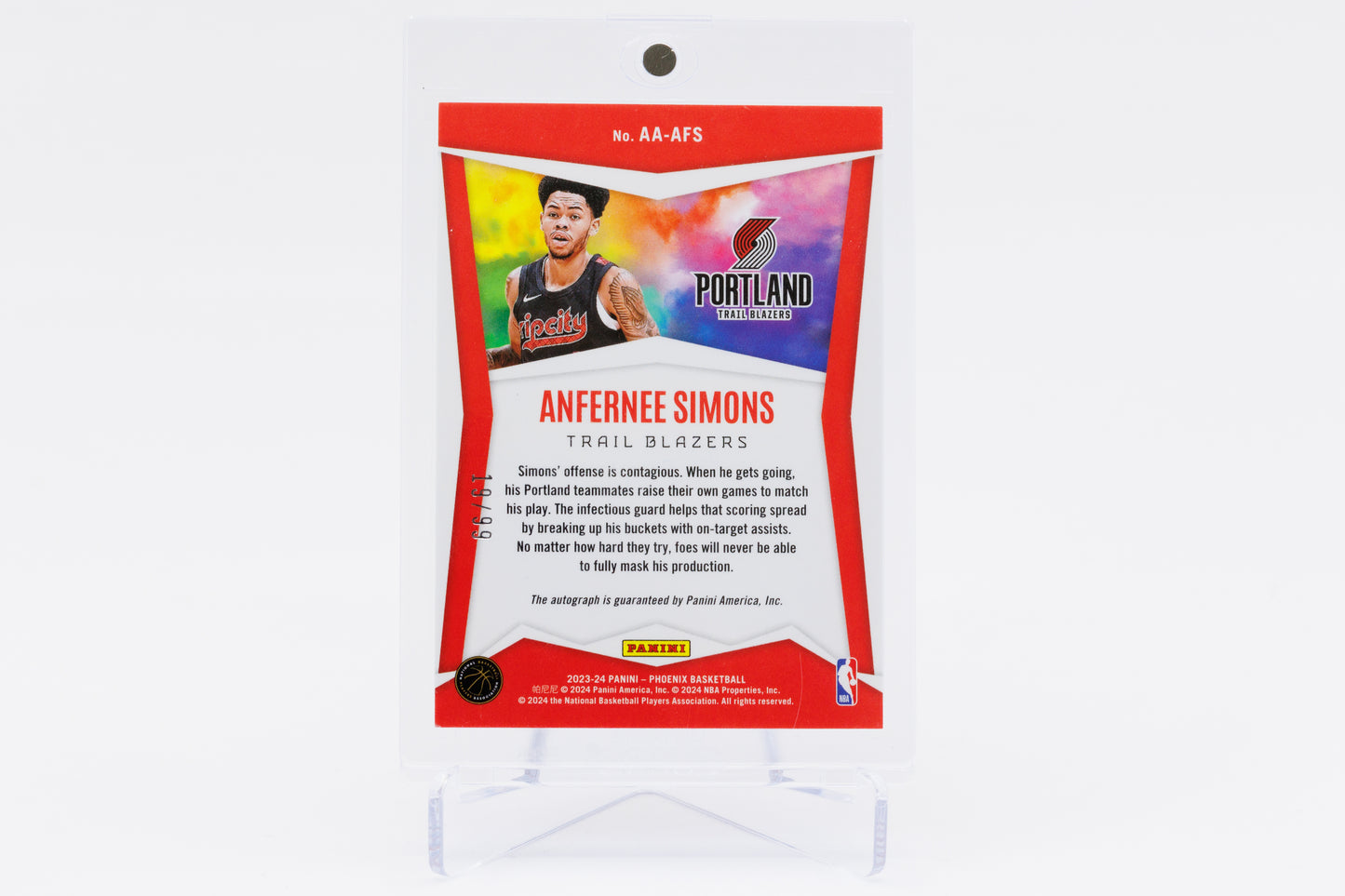 2023-2024 Panini Phoenix - Anfernee Simons 19/99 Ascension Auto