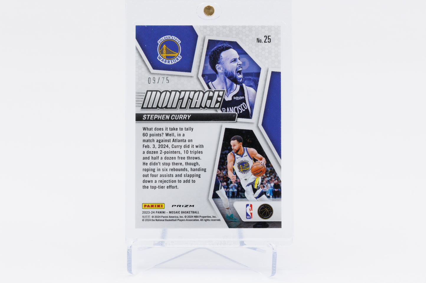 2023-2024 Panini Mosaic - Steph Curry 9/75 Montage - Teal Prizm