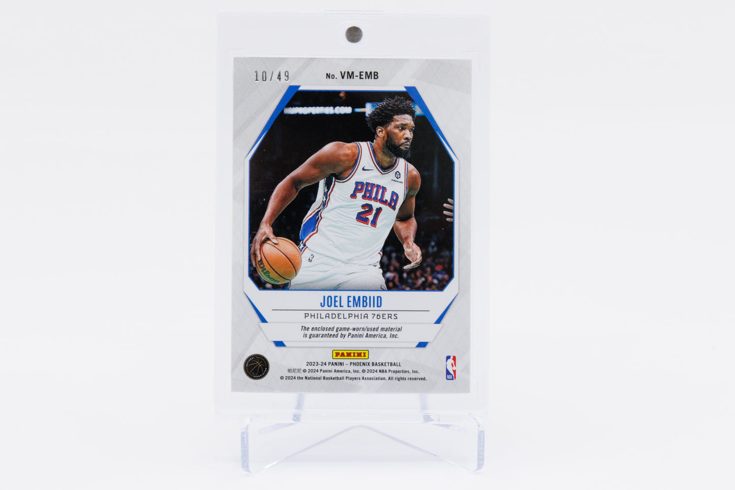 2023-2024 Panini Phoenix - Joel Embiid 10/49 Game Used Jersey Patch