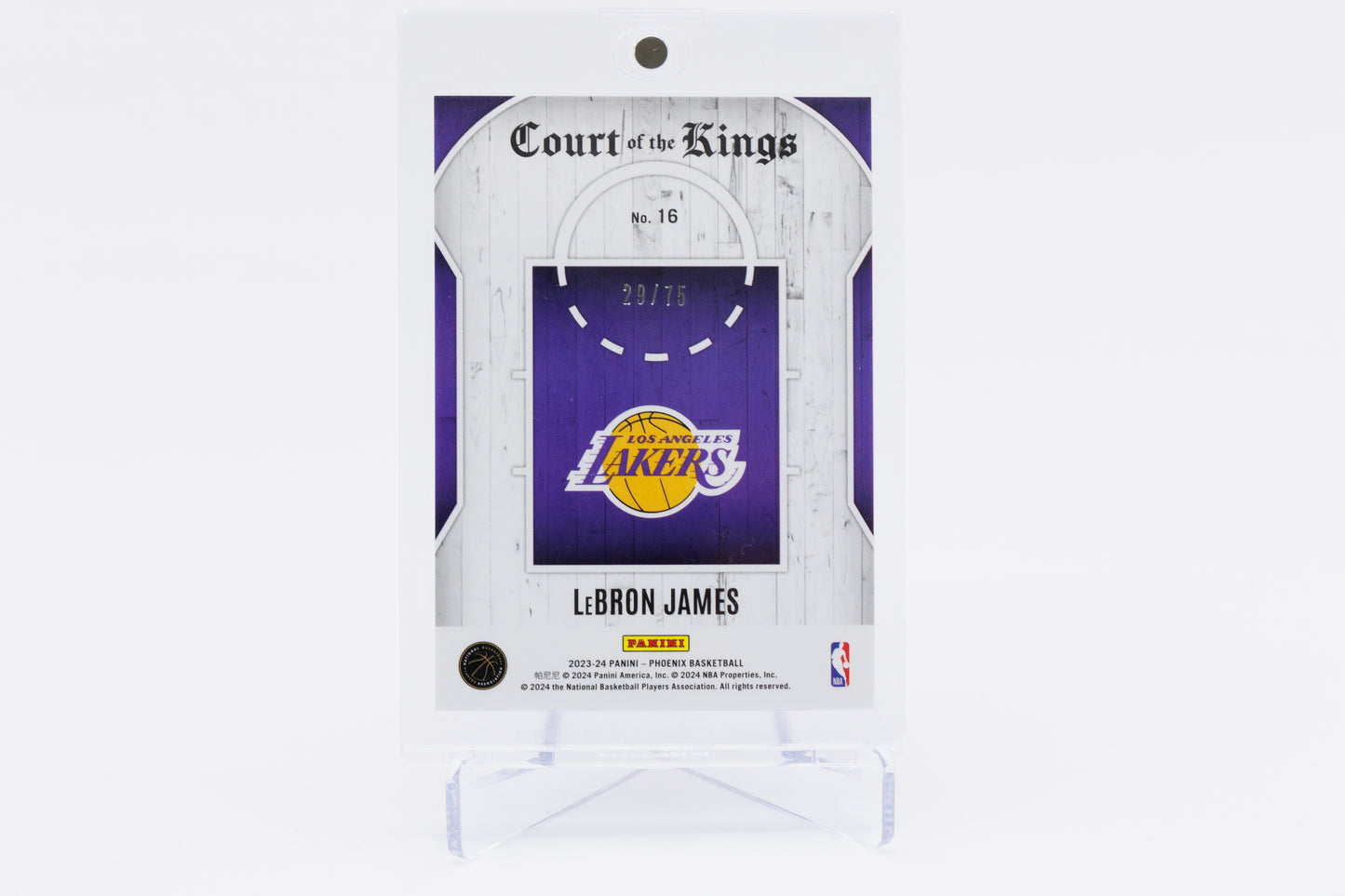 2023-2024 Panini Phoenix - Lebron James 29/75 Court of the Kings Purple