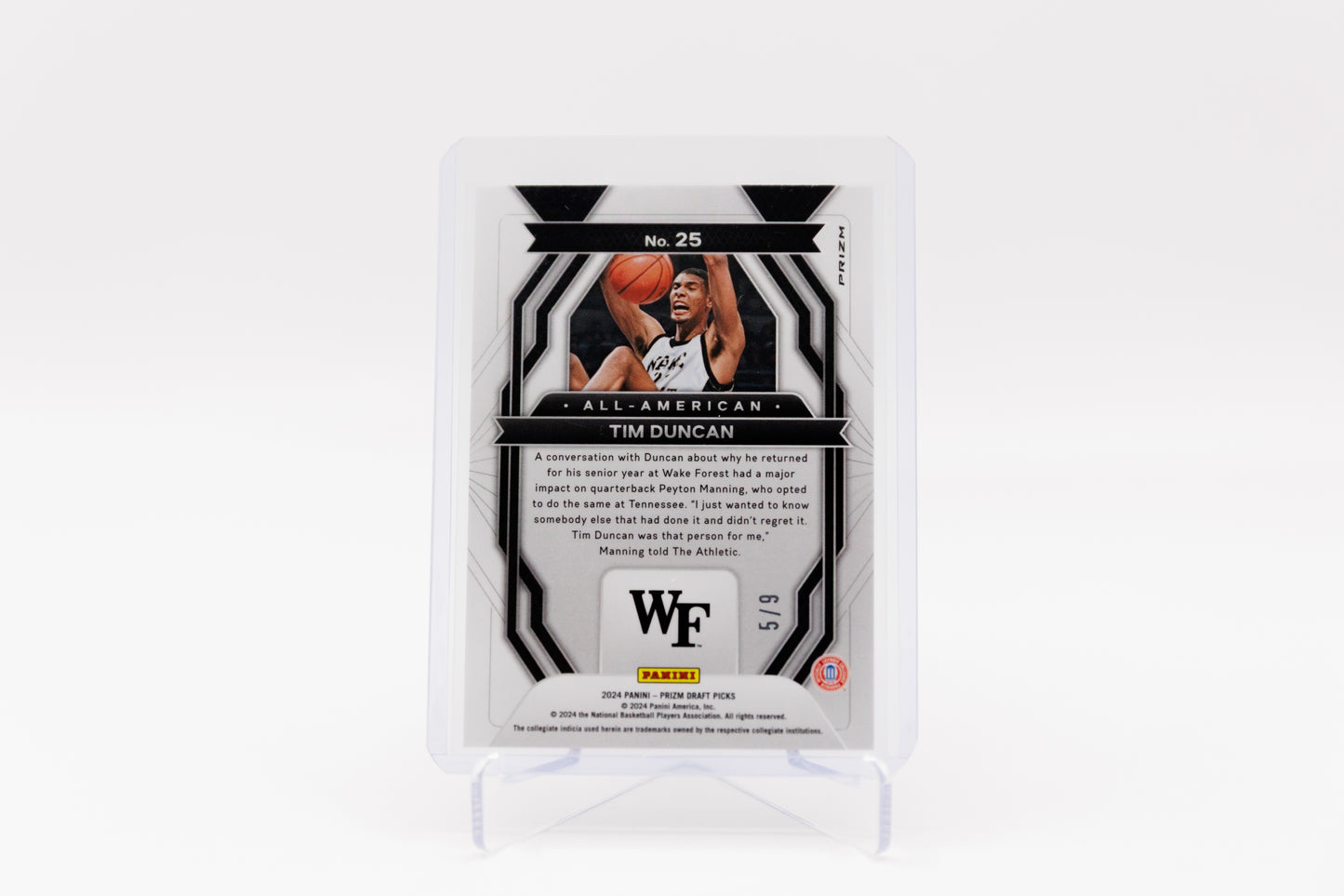 2024 Panini Prizm Draft Picks - Tim Duncan - All-American Red Shimmer 5/9 FOTL