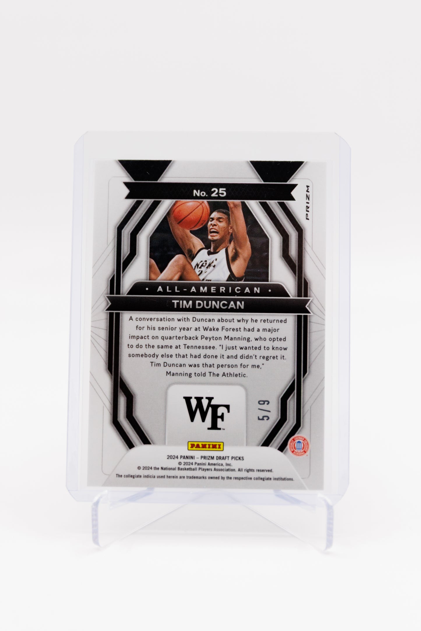 2024 Panini Prizm Draft Picks - Tim Duncan - All-American Red Shimmer 5/9 FOTL