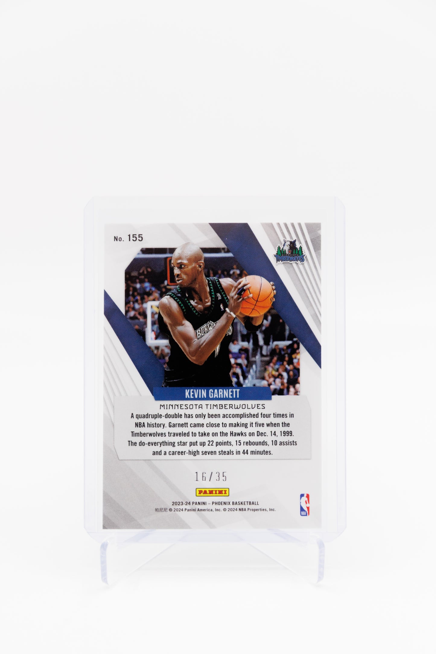 Kevin Garnett 2023 Panini Phoenix Blue #155 Serial Numbered 16/35
