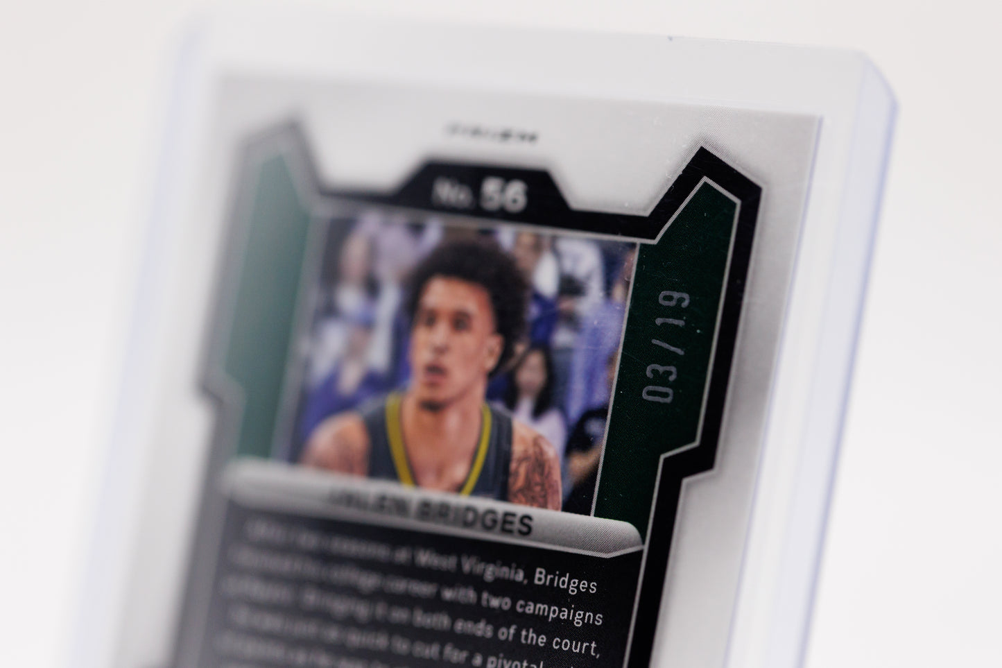 2024-25 Panini Prizm Draft Picks Jalen Bridges Rookie Card Blue Shimmer FOTL /19